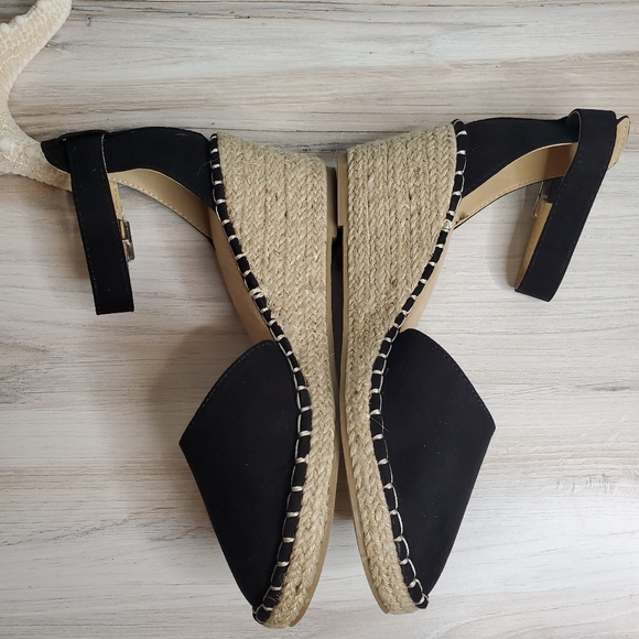 NEW Black Espradrille Wedge Sandals - Picture 3 of 6